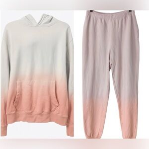 Old Navy Men’s 2PC SET Pink/ Orange Ombre hoodie + Sweatpants men’s size M top L